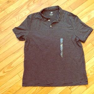 Black and white striped polo